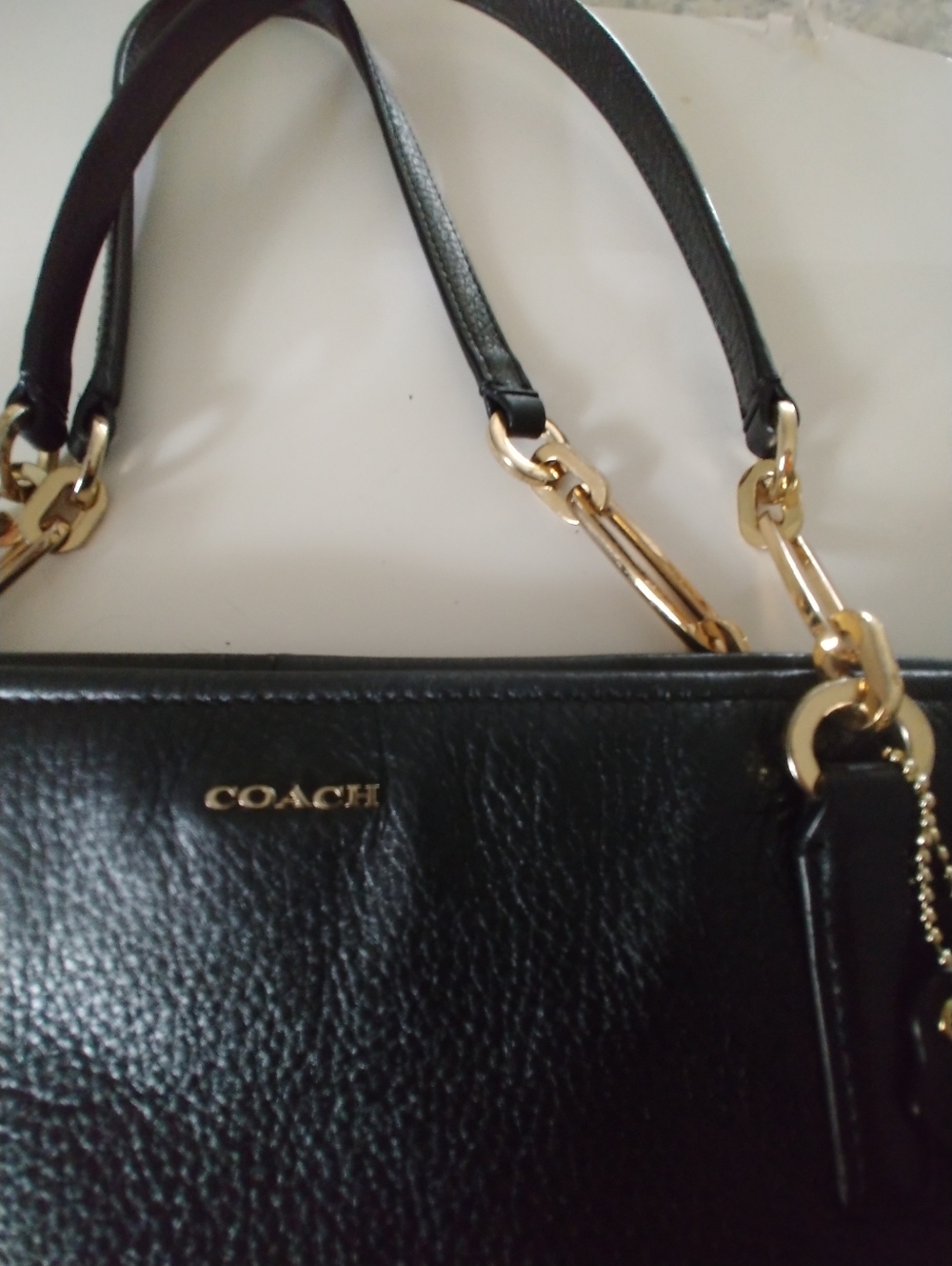 Coach Black Leather Madison Shoulder Tote with Gold Hardware - Picture 2 of 14